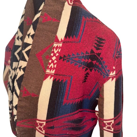 Vintage Southwestern Santa Fe Print Knit Open Short Jacket Cardigan S Cowgirl - Picture 7 of 10